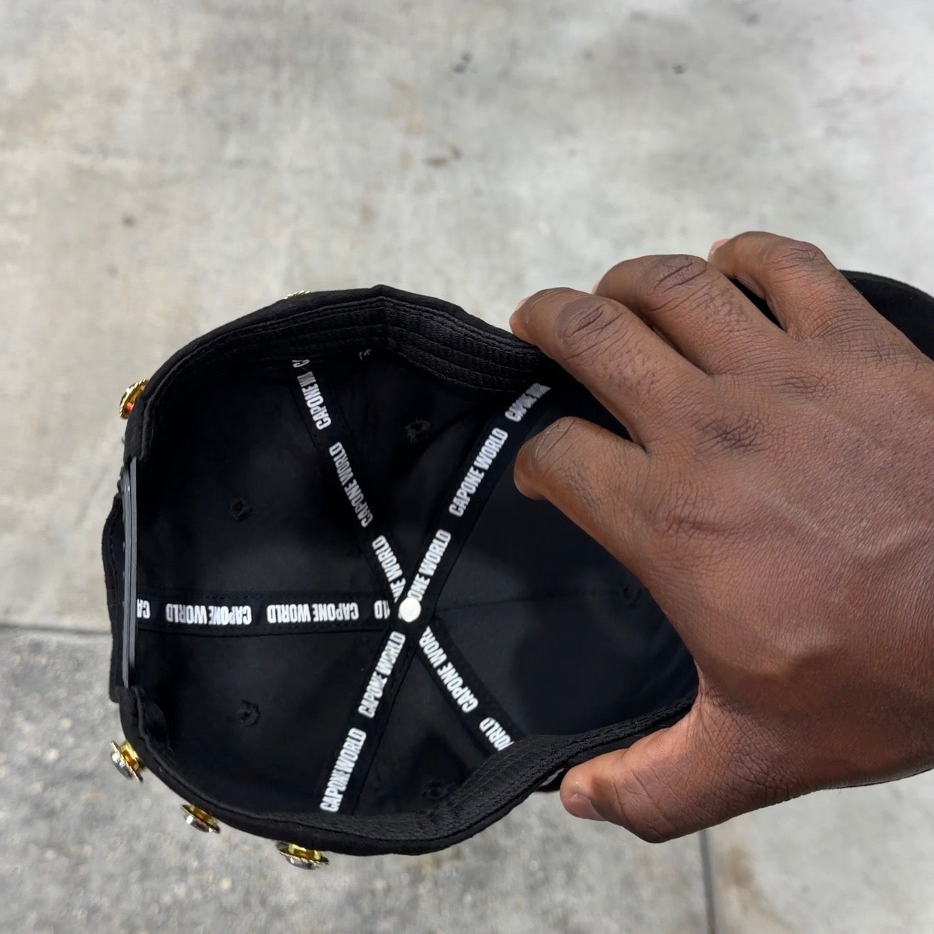 TEAR DROP STONED BLACK & WHITE “CAPONE WORLD” SNAPBACK A-FRAME