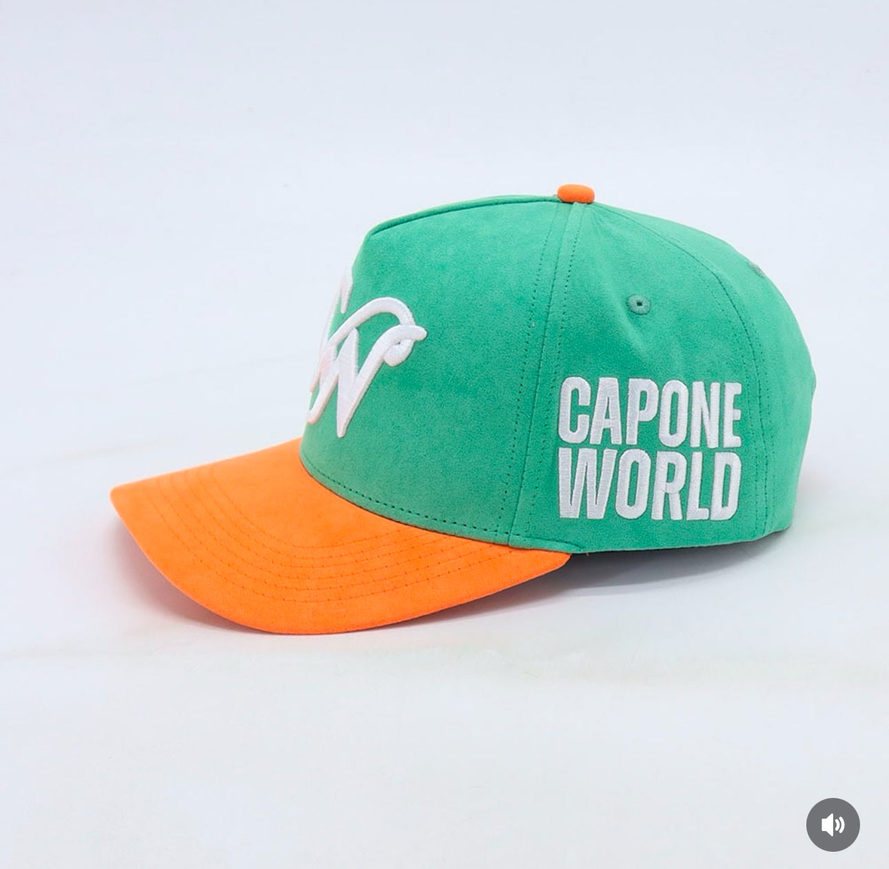 GREEN AND ORANGE "CAPONE WORLD" SNAPBACK A-FRAME