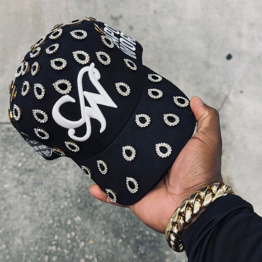 2 LAYER STONED BLACK & WHITE “CAPONE WORLD” SNAPBACK A-FRAME