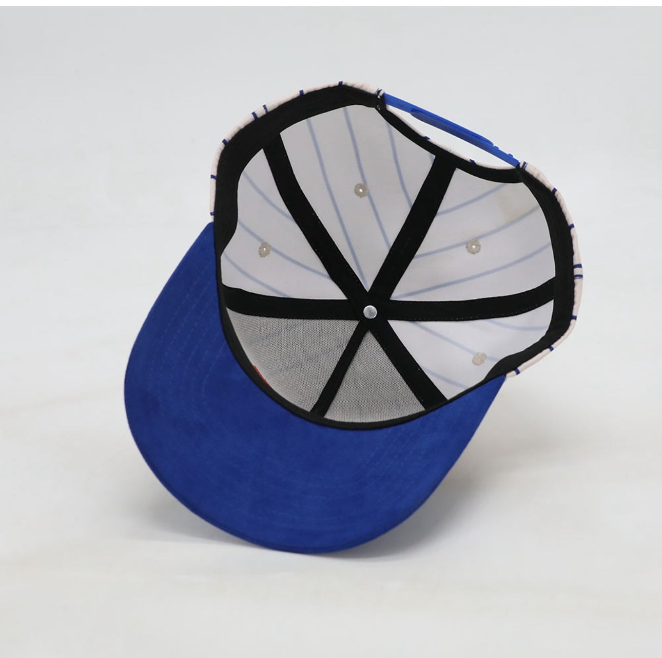 PINSTRIPE ROYAL BLUE & ORANGE “CAPONE WORLD” SNAPBACK A-FRAME