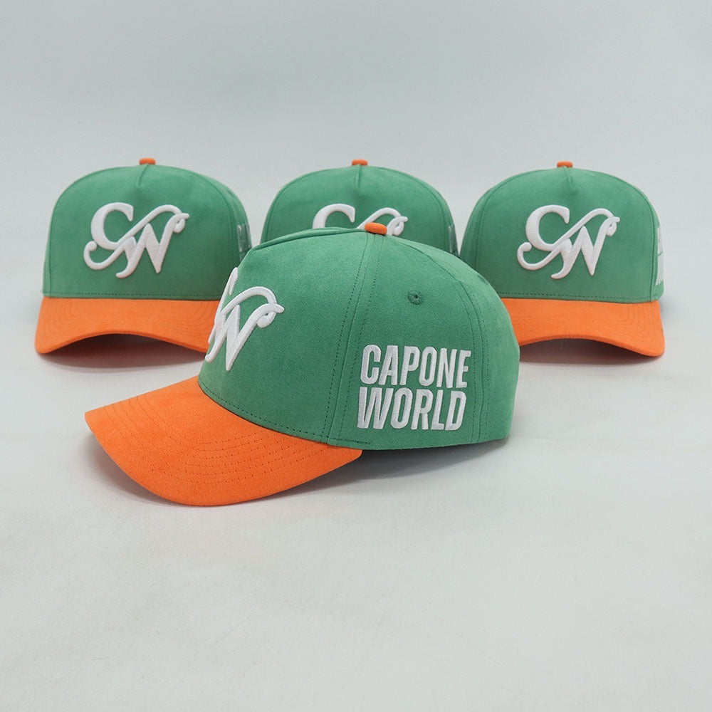 GREEN AND ORANGE "CAPONE WORLD" SNAPBACK A-FRAME