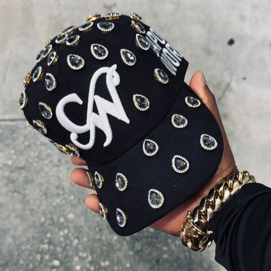 TEAR DROP STONED BLACK & WHITE “CAPONE WORLD” SNAPBACK A-FRAME