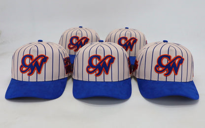 PINSTRIPE ROYAL BLUE & ORANGE “CAPONE WORLD” SNAPBACK A-FRAME