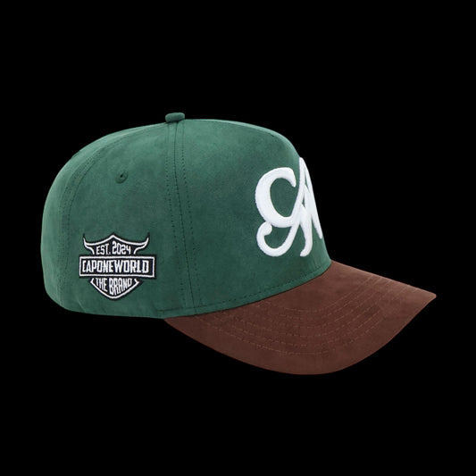 FOREST GREEN & BROWN "CAPONE WORLD" SNAPBACK A-FRAME