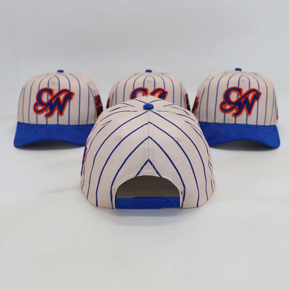 PINSTRIPE ROYAL BLUE & ORANGE “CAPONE WORLD” SNAPBACK A-FRAME