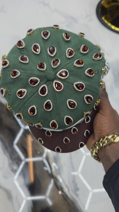 FOREST GREEN & BROWN STONED "CAPONE WORLD" SNAPBACK A-FRAME